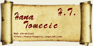 Hana Tomecić vizit kartica